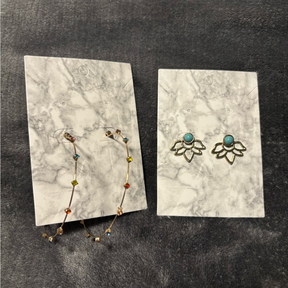 Elegant Gold and Turquoise Earrings Set